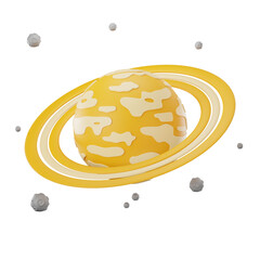 3D render saturn planet with ring illustration, 3D Space Exploration Illustration © Budogol