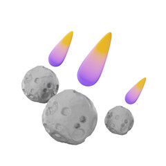3D render shooting falling stars comet illustration, 3D Space Exploration Illustration © Budogol