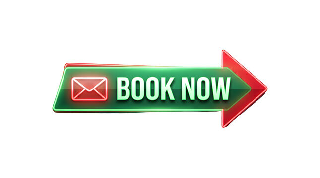Green arrow sign encouraging immediate email booking action