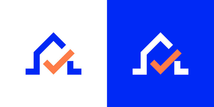 logo design combining home and check, design vector icon idea