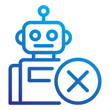 Rejected robot representing the active dismissal of AI tools in favor of authentic human creativity for AI Backlash icon line gradient style