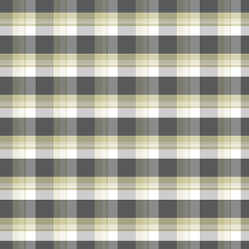 Charcoal Grey and Yellow Plaid Seamless Pattern Background