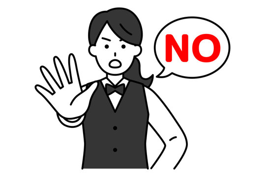 NOと言って拒否するレストランの女性店員