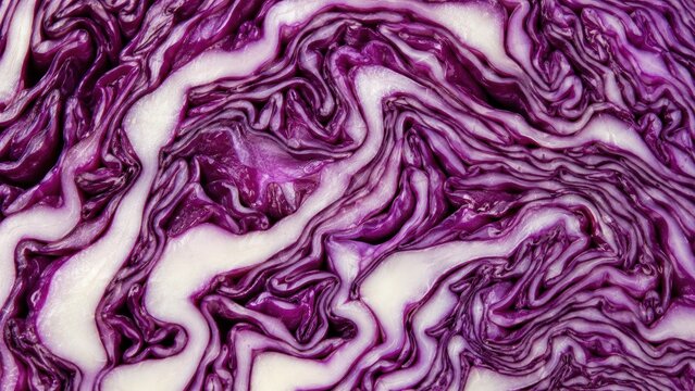 Abstract red cabbage texture with swirling purple layers