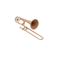 Obraz premium 3D render of a wooden trombone brass instrument isolated on transparent background
