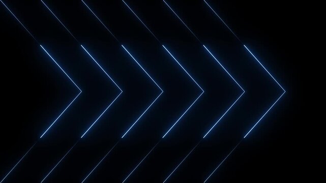 ​abstract blue glowing chevron arrows seamless loop motion background animation.