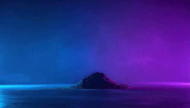 Dark mound of sand in cinematic blue and purple light