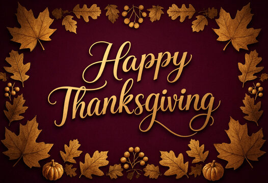 Elegant Thanksgiving Greeting Card Design with Autumn Leaves and Pumpkins