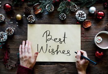Obraz premium Christmas themed Best Wishes card