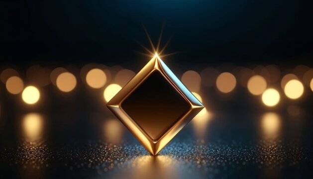 Golden diamond shape with festive bokeh lights