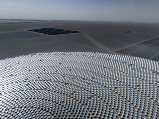 solar power tower heliostat field in desert © zhu difeng