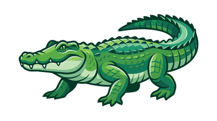 Fototapeta premium Green crocodile mascot vector illustration for wildlife education and branding identity isolated on white background