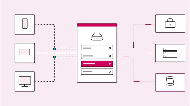 Digital network device connection interface minimalist flat infographic design web development ui kit data visualization software architecture presentation