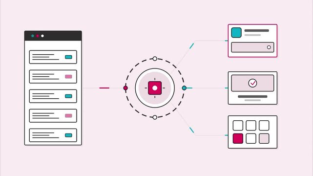 Ui ux interface flow diagram user journey map flat minimalist clean digital schematic tech presentation software development web design dashboard concept