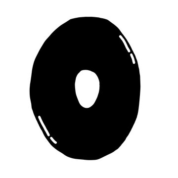 Number 0 doodle grayscale
