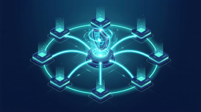 Isometric endpoint protection network vector concept