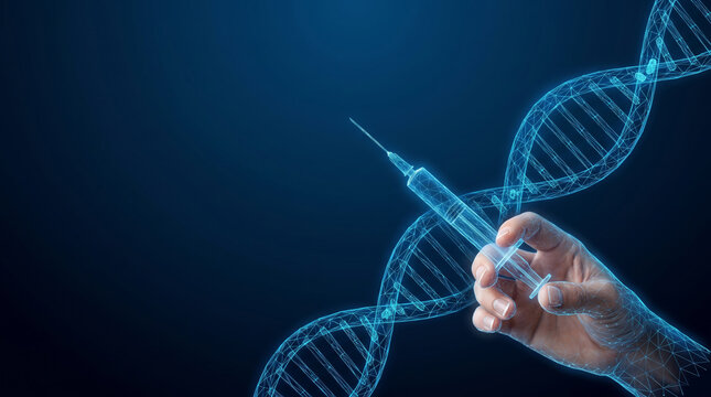 Gene therapy DNA sequence concept. Genetic genome molecular helix structure. science biology biotechnology medicine, laboratory research innovation