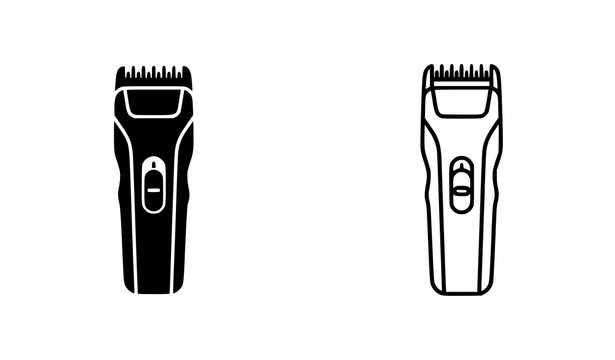 Electric Trimmer Filled and Outline Vector Icon Set