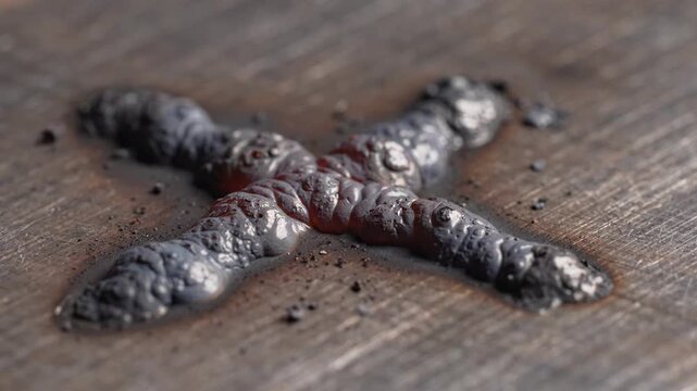 Spooky Voodoo Doll Wrapped in Wire on Old Wooden Surface. 4K Video