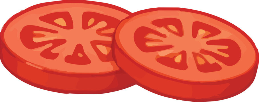 Fresh tomato slices clipart illustration