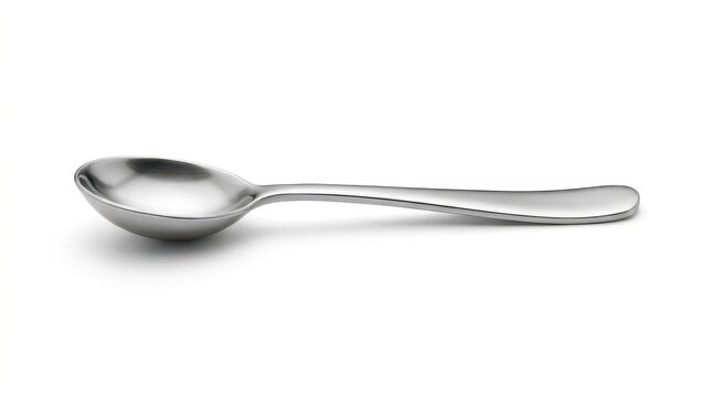 Silver Spoon Isolated on White Background Studio Shot
