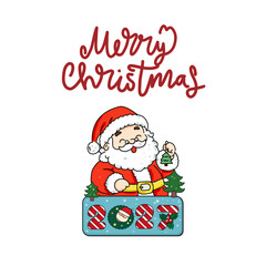 Fototapeta premium Kawaii card plate for cute, merry Christmas 2027