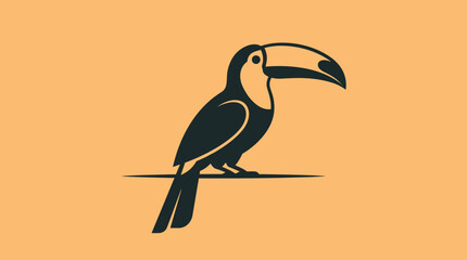 Fototapeta premium Toucan bird icon perching on line vector illustration