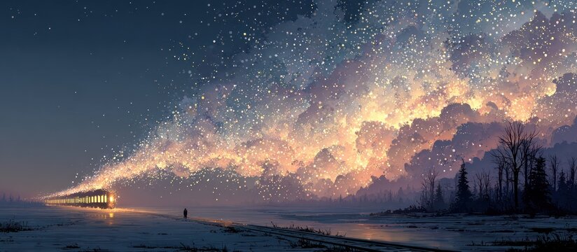 Aurora borealis in night sky.