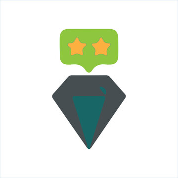 Modern superhero emblem with diamond shield and star speech bubble, colorful minimalist vector icon representing hero, achievement, gaming, power, success and recognition