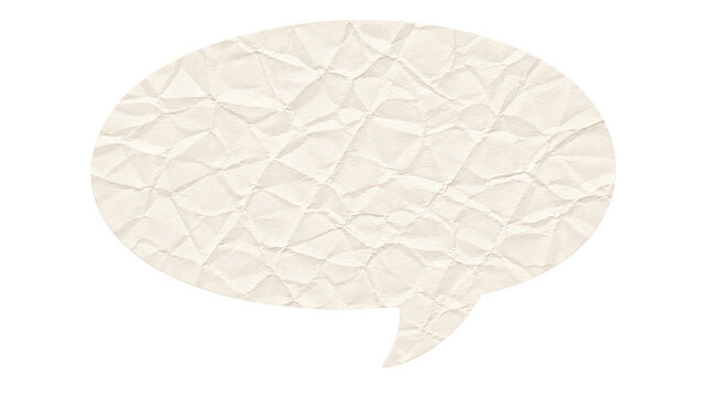 Crumpled paper speech bubble isolated on transparent background