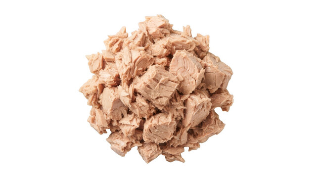 A pile of canned tuna chunks isolated on transparent background