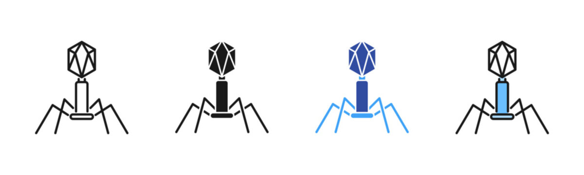 Bacteriophage icon set multiple style collection