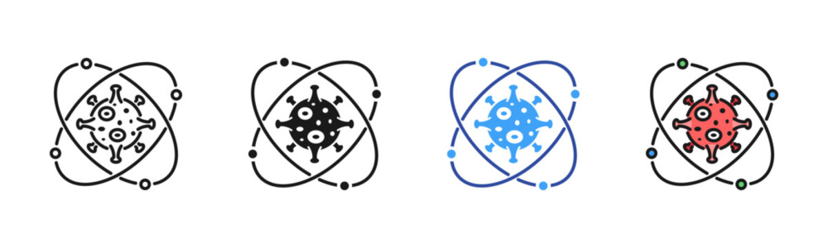 Virus Cell icon set multiple style collection