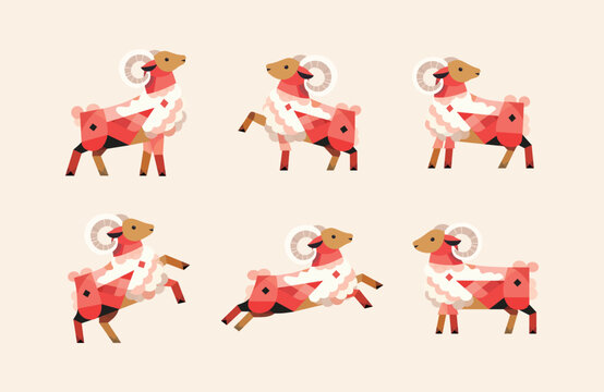 Geometric Sheep Pose Collection for Chinese Zodiac