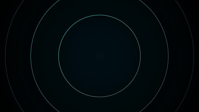 Abstract digital radar screen with expanding concentric circles and glowing green signal waves looping on a dark background.