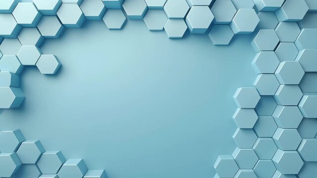 淡いブルーが広がるハニカム六角形の幾何学模様