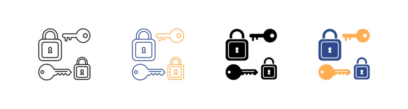 Asymmetric Encryption and Public Private Key Vector Icon Pack Illustration