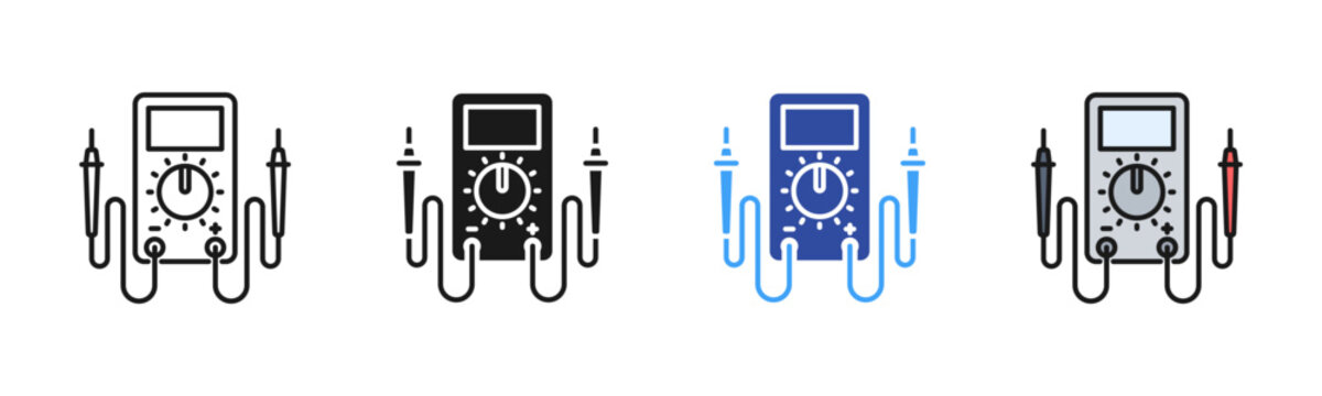 Voltage Tester icon set multiple style collection