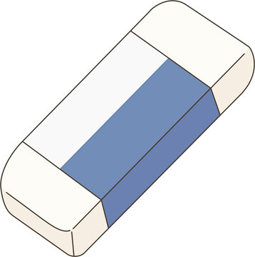 Blue and White Eraser Flat Vector Illustration