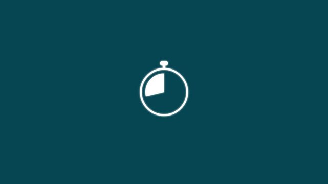 Stopwatch appearing then counting down for 10 seconds. stopwatch start to stop round completion animation. Clock Countdown Animation on Screen 4K video animation.