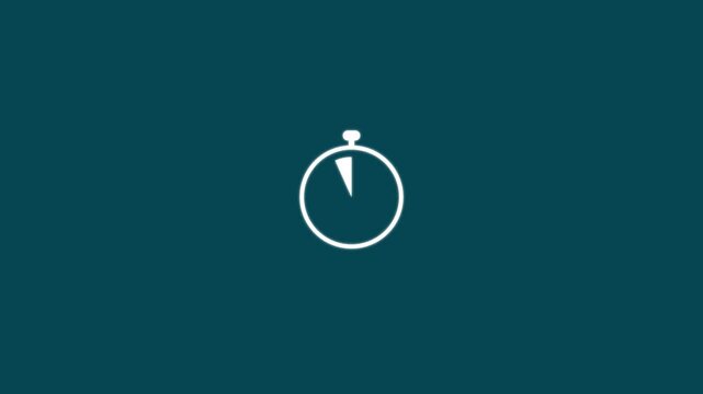 Stopwatch appearing then counting down for 10 seconds. stopwatch start to stop round completion animation. Clock Countdown Animation on Screen 4K video animation.