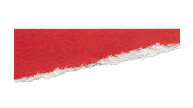 A piece of torn red paper with a rough white edge isolated on transparent background