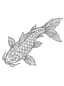 Geometric koi tattoo design