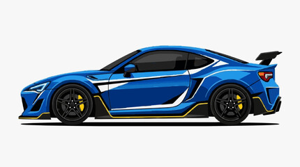 Fototapeta premium Stylish Blue Sports Car Side View with Racing Wheels and Sleek Design