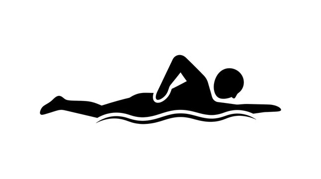 Black silhouette of a swimmer freestyle stroke icon for sport website vector design
