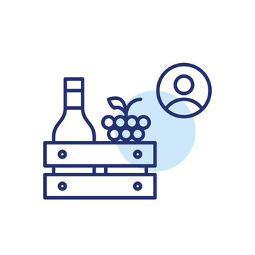 Wine, crate and grapes. Vineyard and wine making. Pixel perfect, editable stroke vector icon