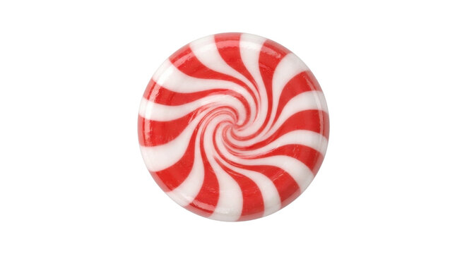 Red and white peppermint swirl candy isolated