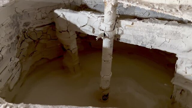 Industrial Agitator Stirring Liquid Clay Slip in Factory Tank