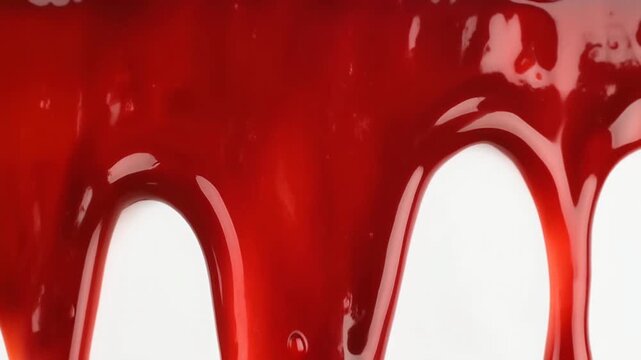 シロップのようにゆっくりと滴る濃厚な赤い液体