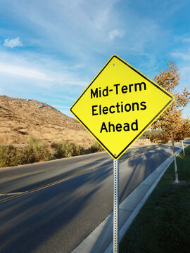Midterm Elections Ahead Warning Road Sign